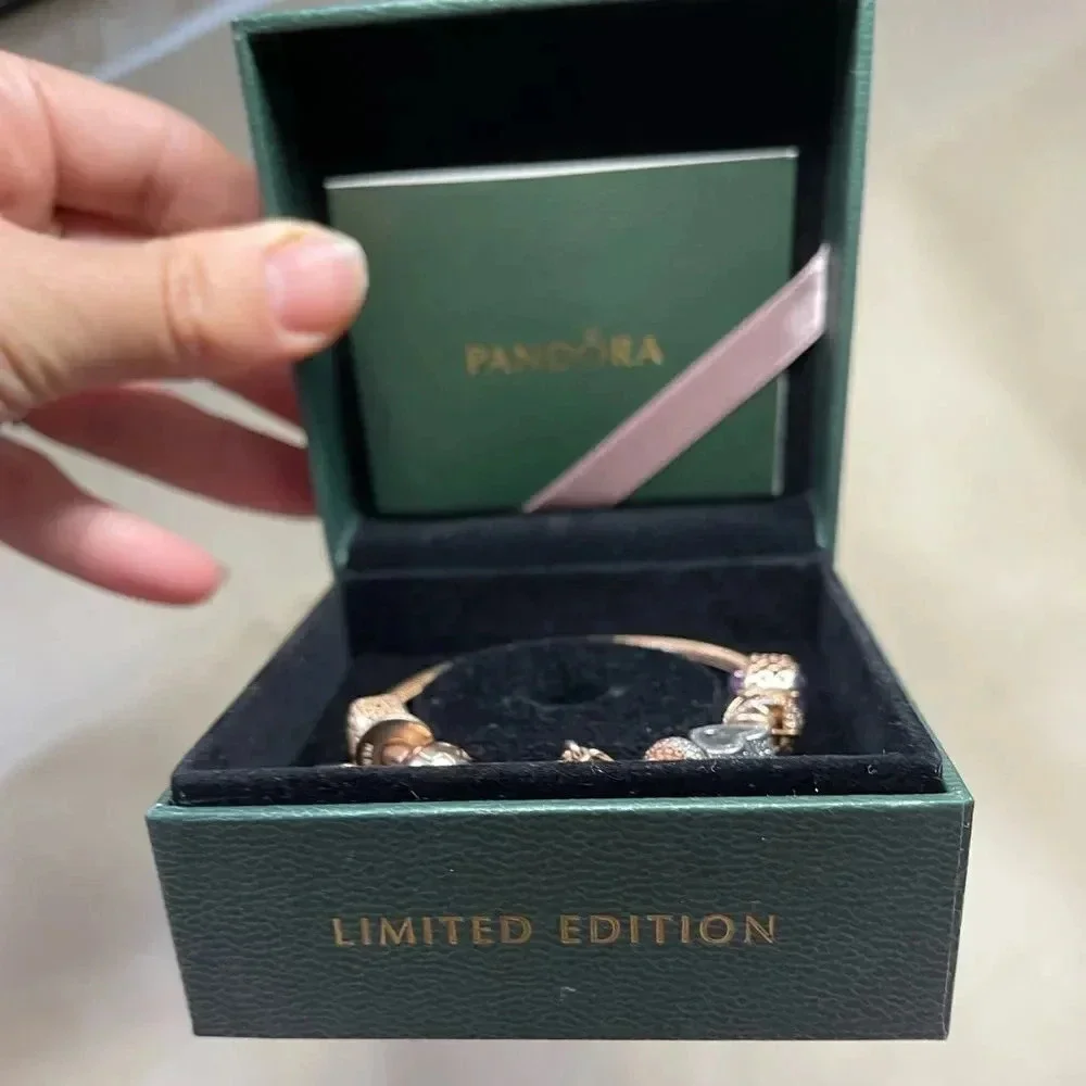 Pandora Limited edition Rose Gold bracelet set 10 charms,Very Rare to find